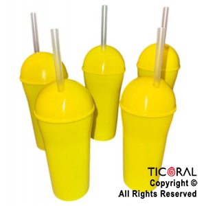 VASO DOMO CON SORBETE 400 ML AMARILLO x 5